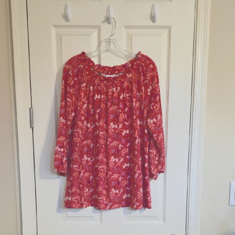 J. Jill Pink Floral Knit Top